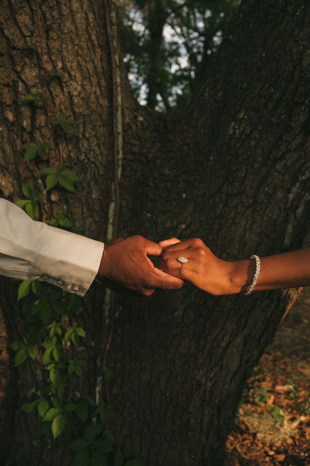 Engagement couples photoshoot at Charleston County Park featuring Western-inspired attire