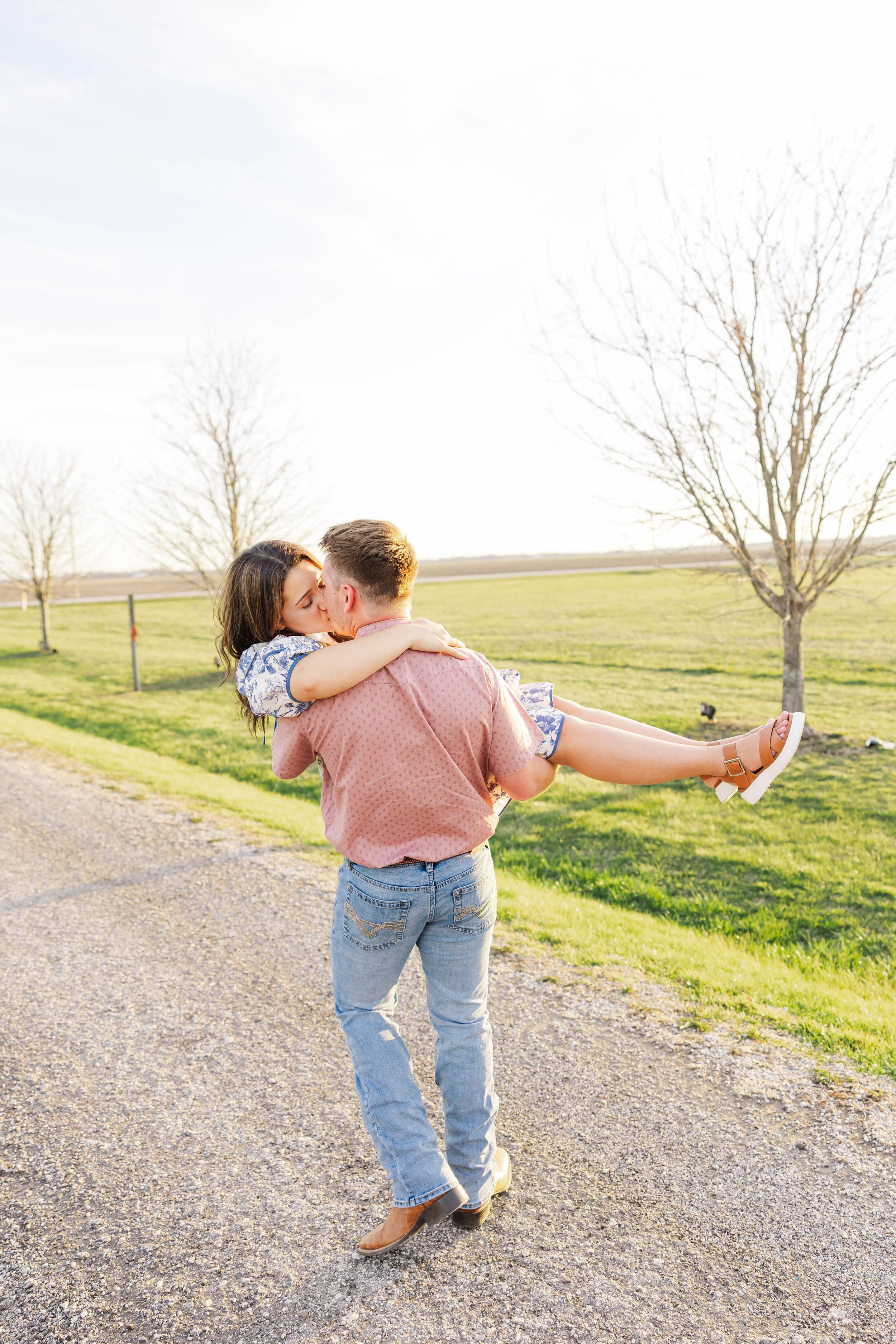 romantic engagement photo golden hour at The Homestead Springfield IL