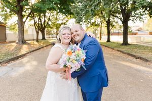 portrait of bride and groom at new salem