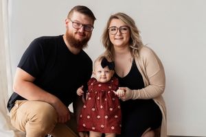 A series of candid lifestyle photos showing casual interactions between people against a neutral background.