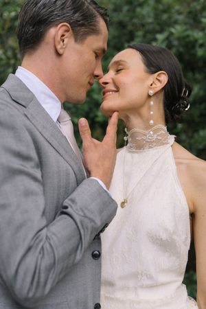 Connecticut wedding photography - Bride and groom on their wedding day in Connecticut - intimate moment between bride and groom.