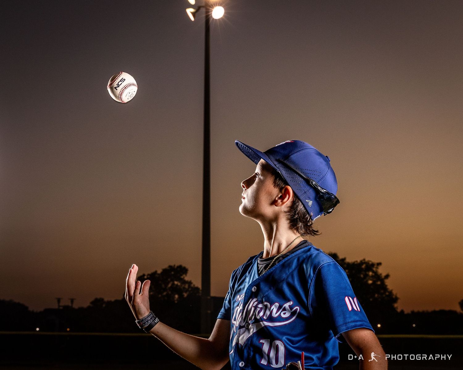 Drew Arnold Photography Youth baseball portrait at sunset