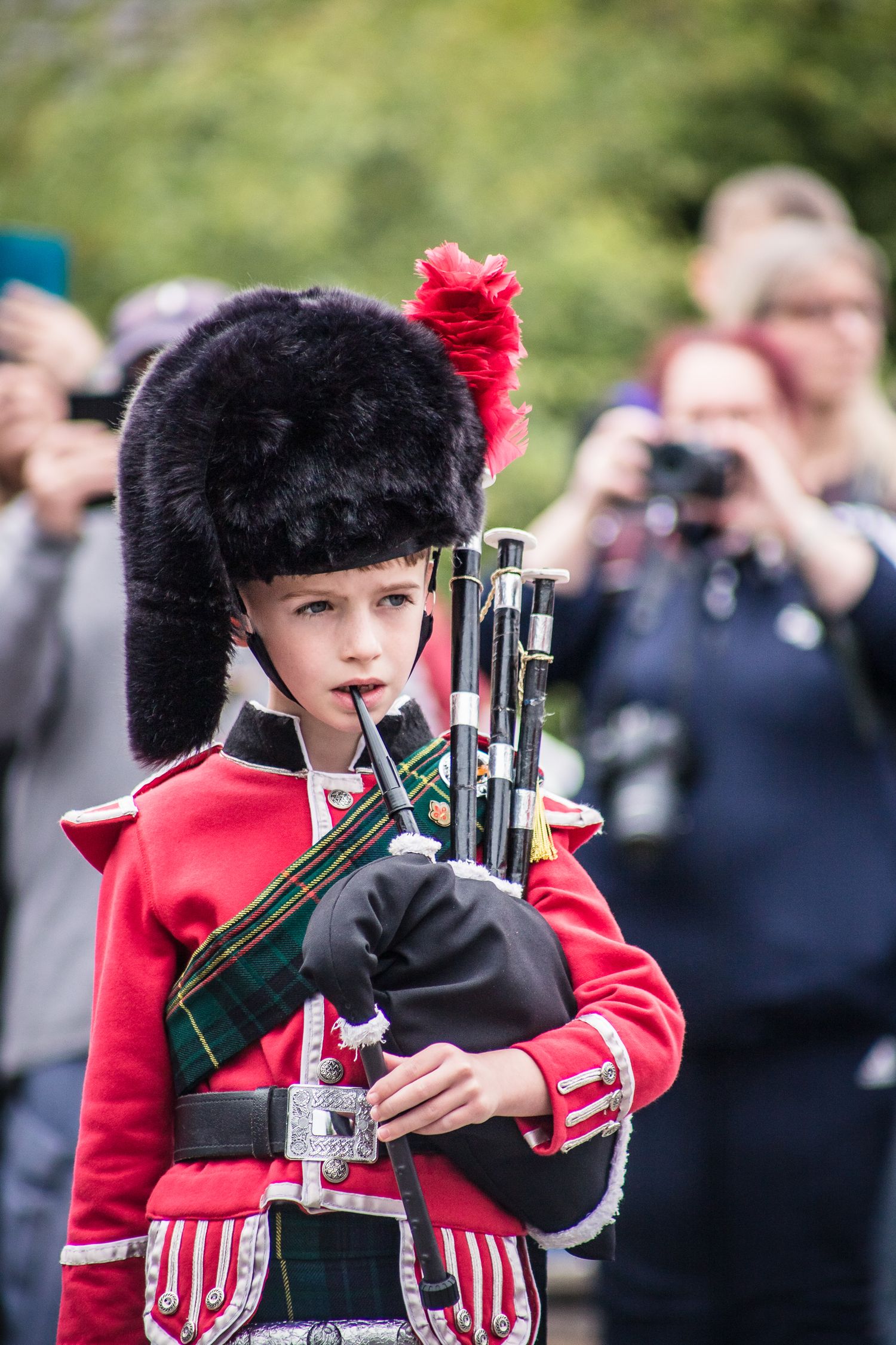 Young bagpiper for VE Day event in Redditch