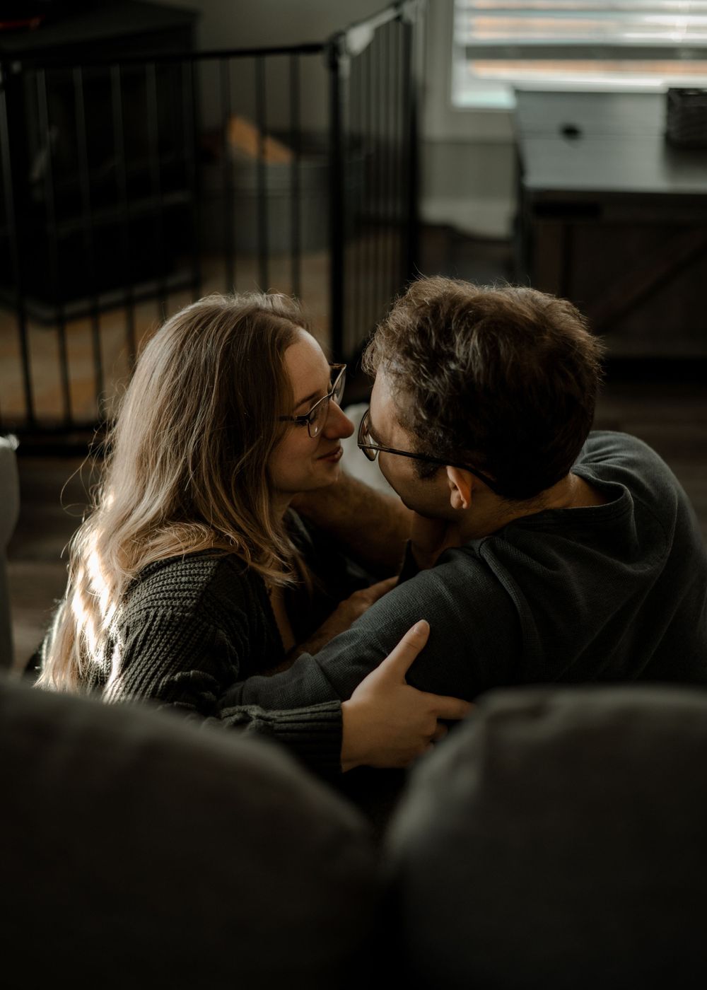 Cute in home engagement session