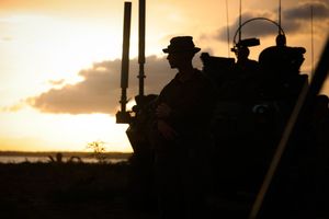 A U.S. Navy Landing Craft Air Cushion (LCAC) conducts training maneuvers off the coast of Punta Guilarte in Arroyo, Puerto Rico