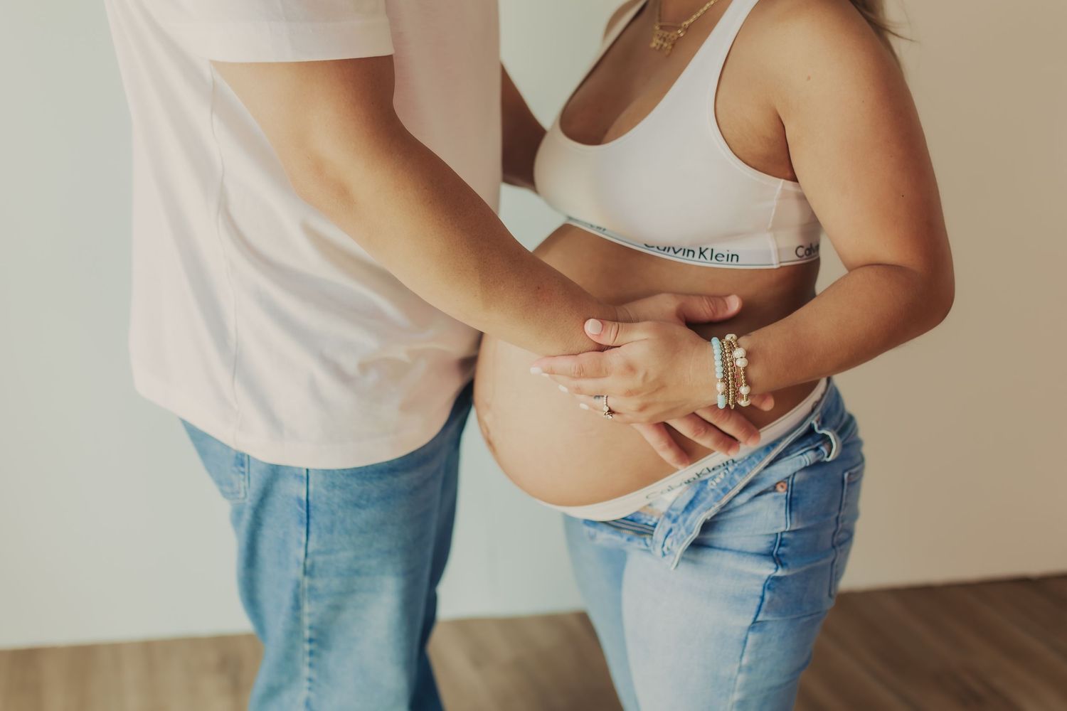 Maternity photo during indoor maternity session in Wimbledon.