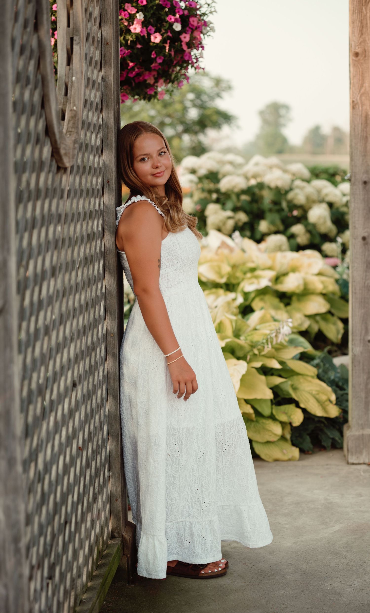 senior session downriver michigan at a garden