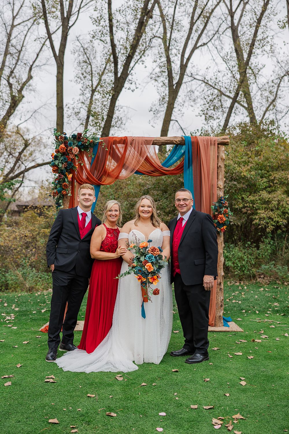 Family photo taken in Dakota Dunes, South Dakota in the fall.