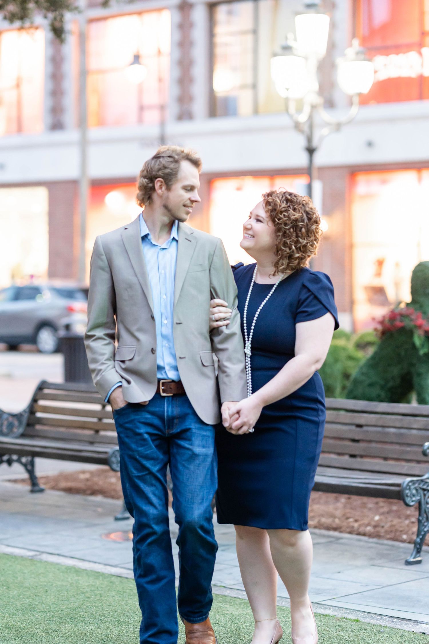 A romantic moment shared between a couple in the city