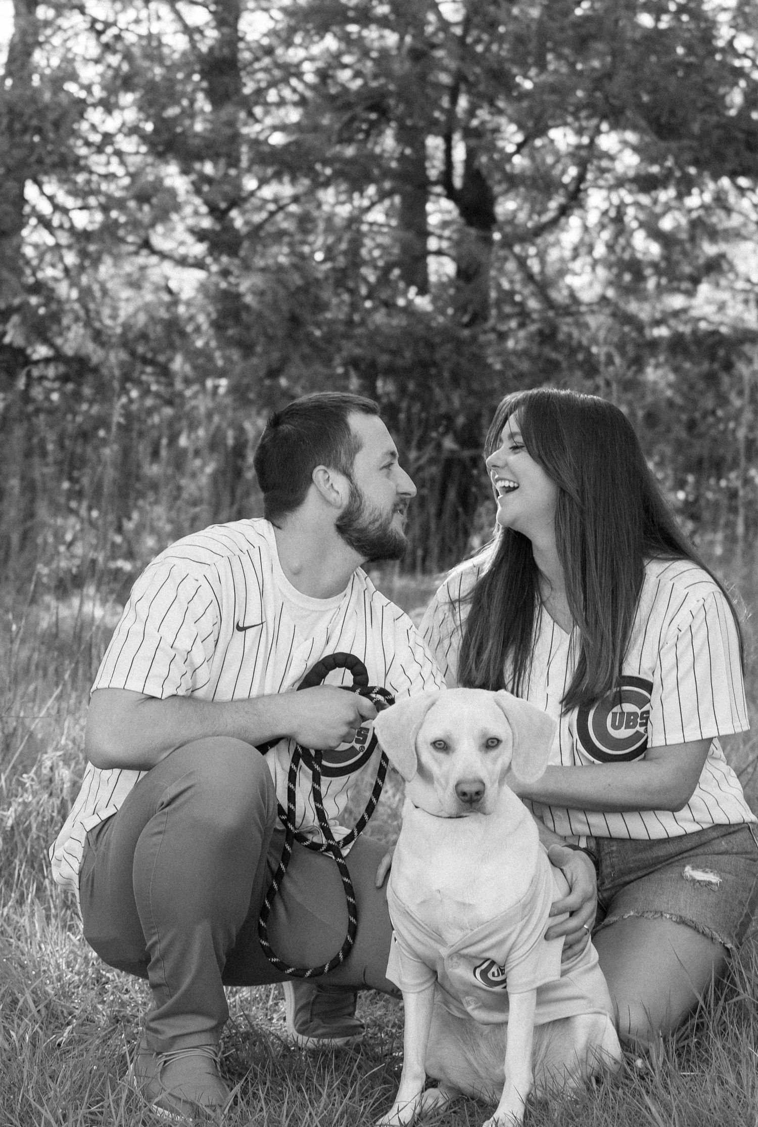 Outdoor golden hour spring engagement session in Normal, Illinois