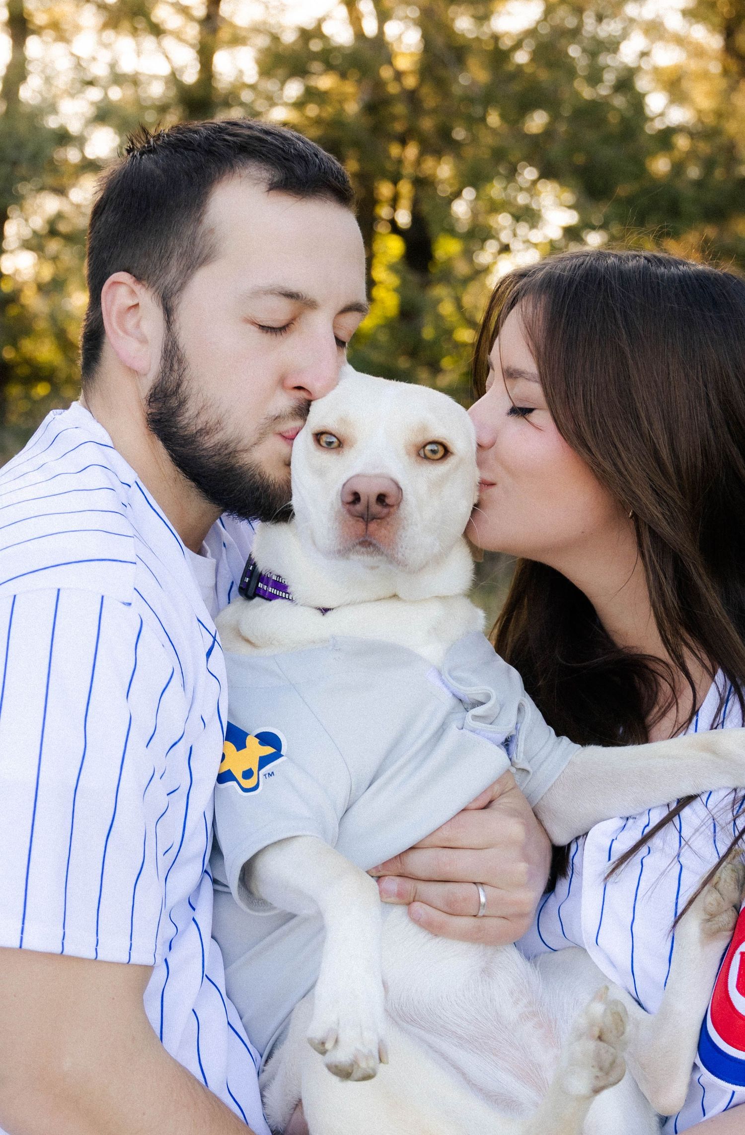 Outdoor golden hour spring engagement session in Normal, Illinois