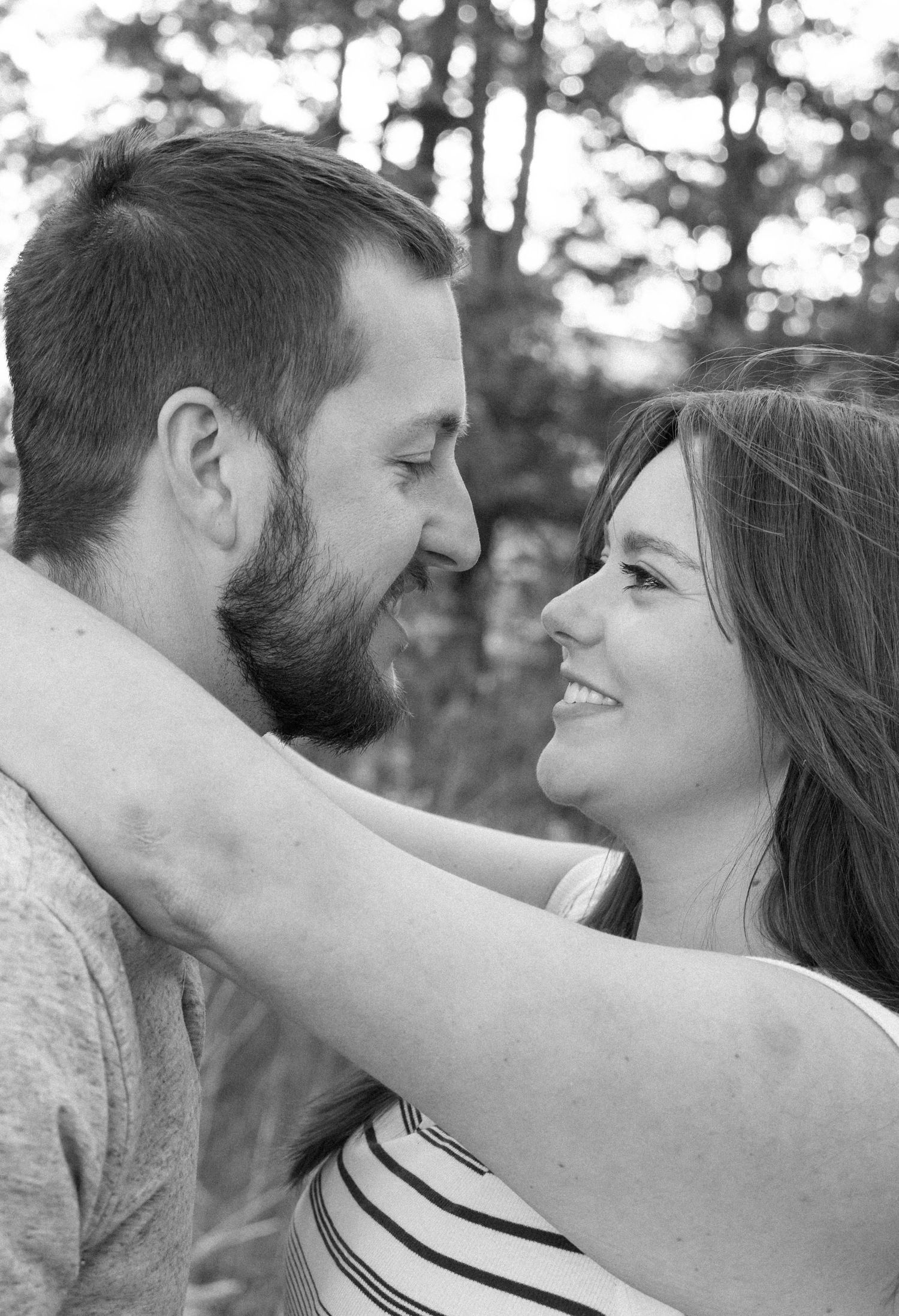 Outdoor golden hour spring engagement session in Normal, Illinois
