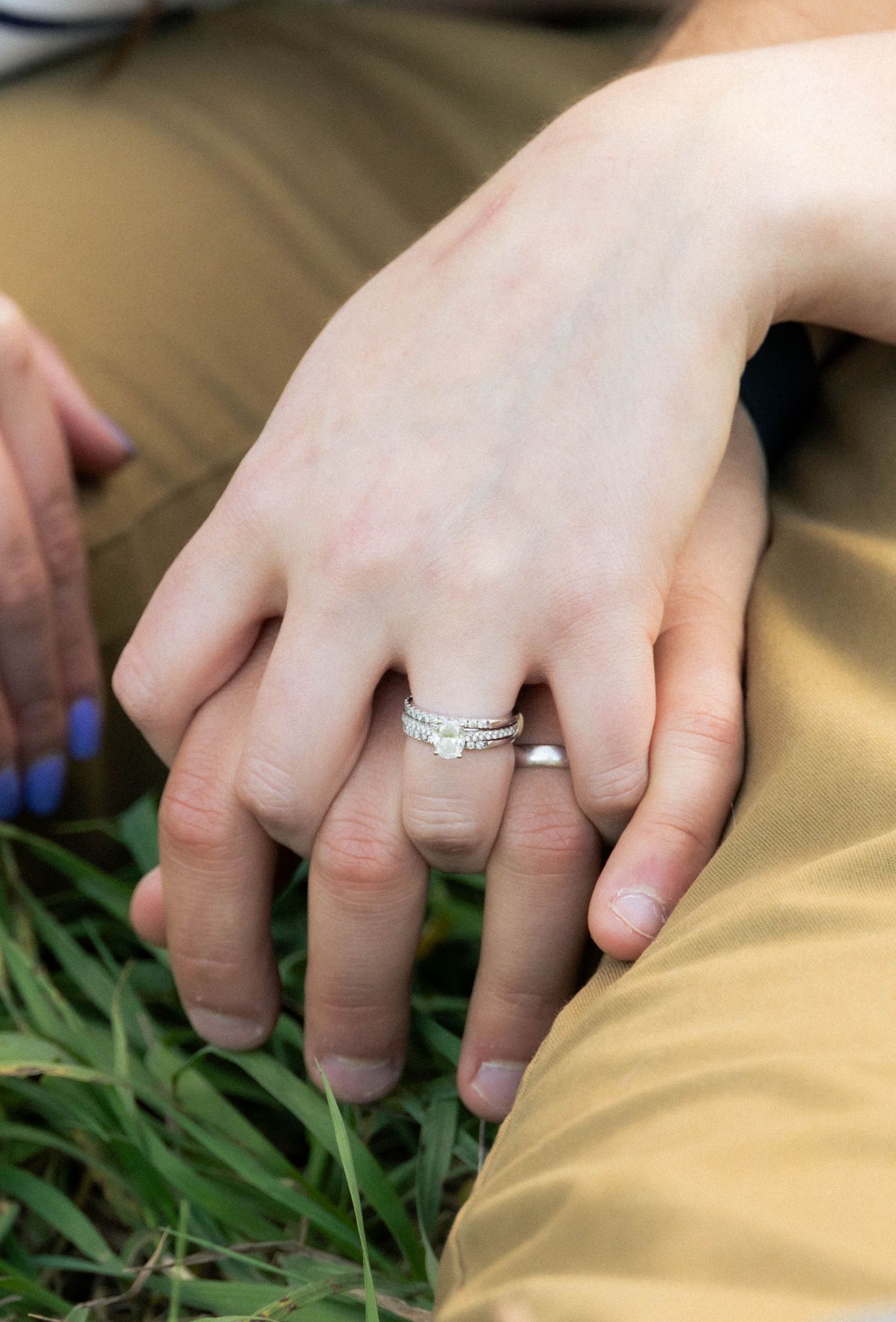 Outdoor golden hour spring engagement session in Normal, Illinois