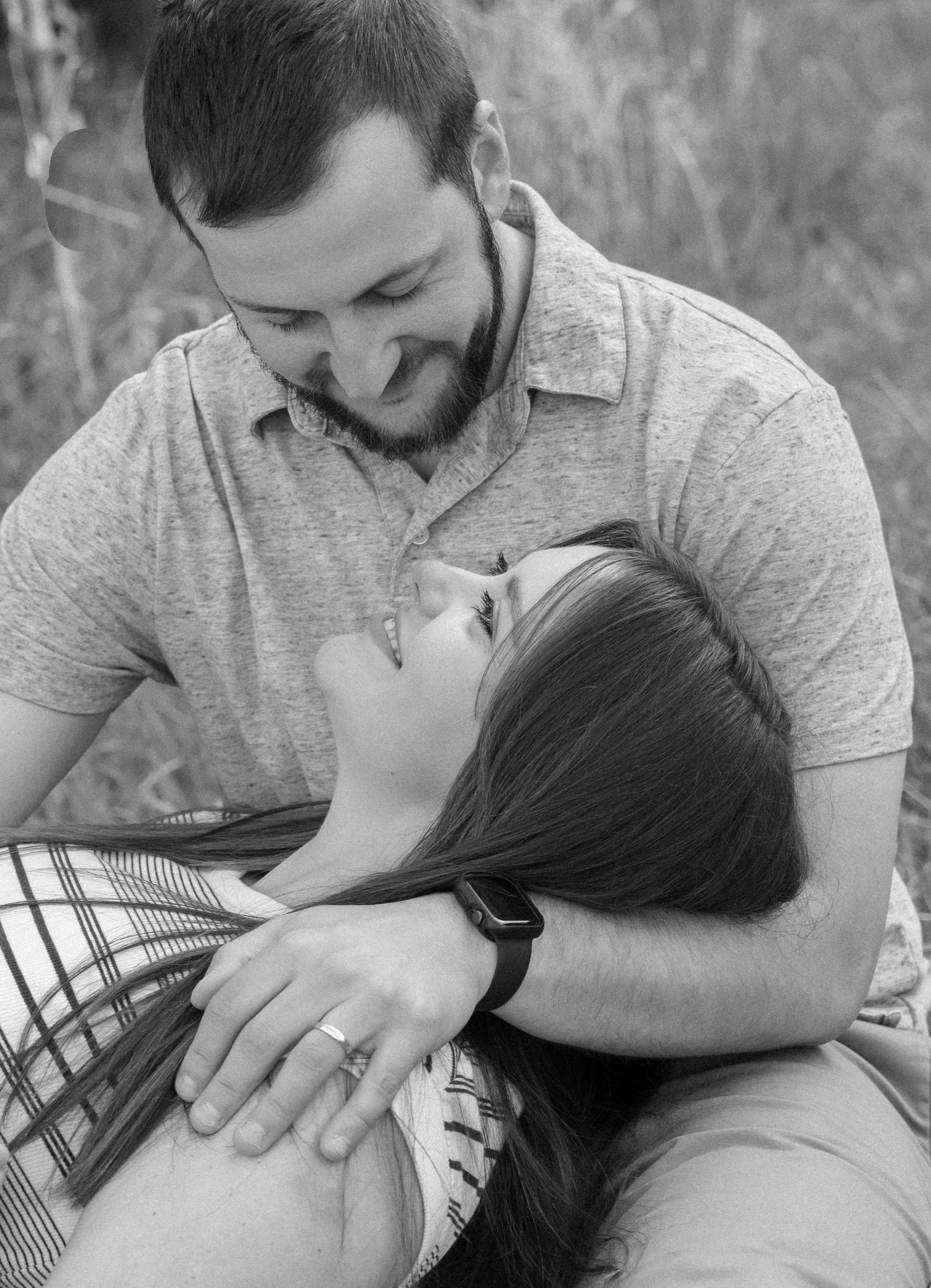 Outdoor golden hour spring engagement session in Normal, Illinois