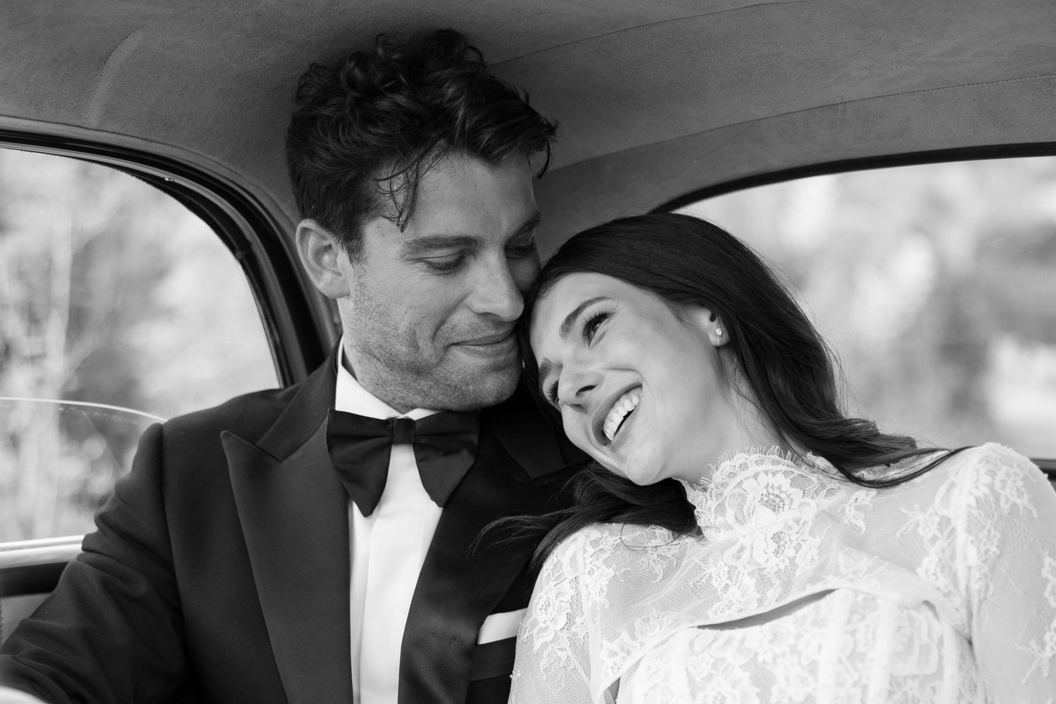 A romantic black and white photo collage showing tender moments between a couple on their wedding day. Hvar, Croatia