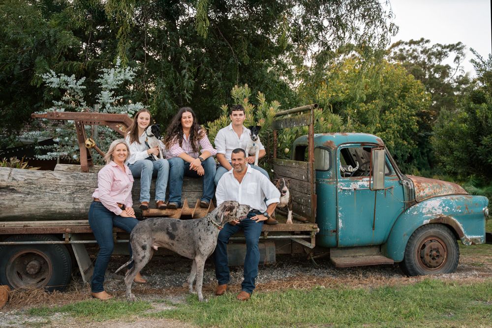 a rural dog friendly family photoshoot in the central coast
