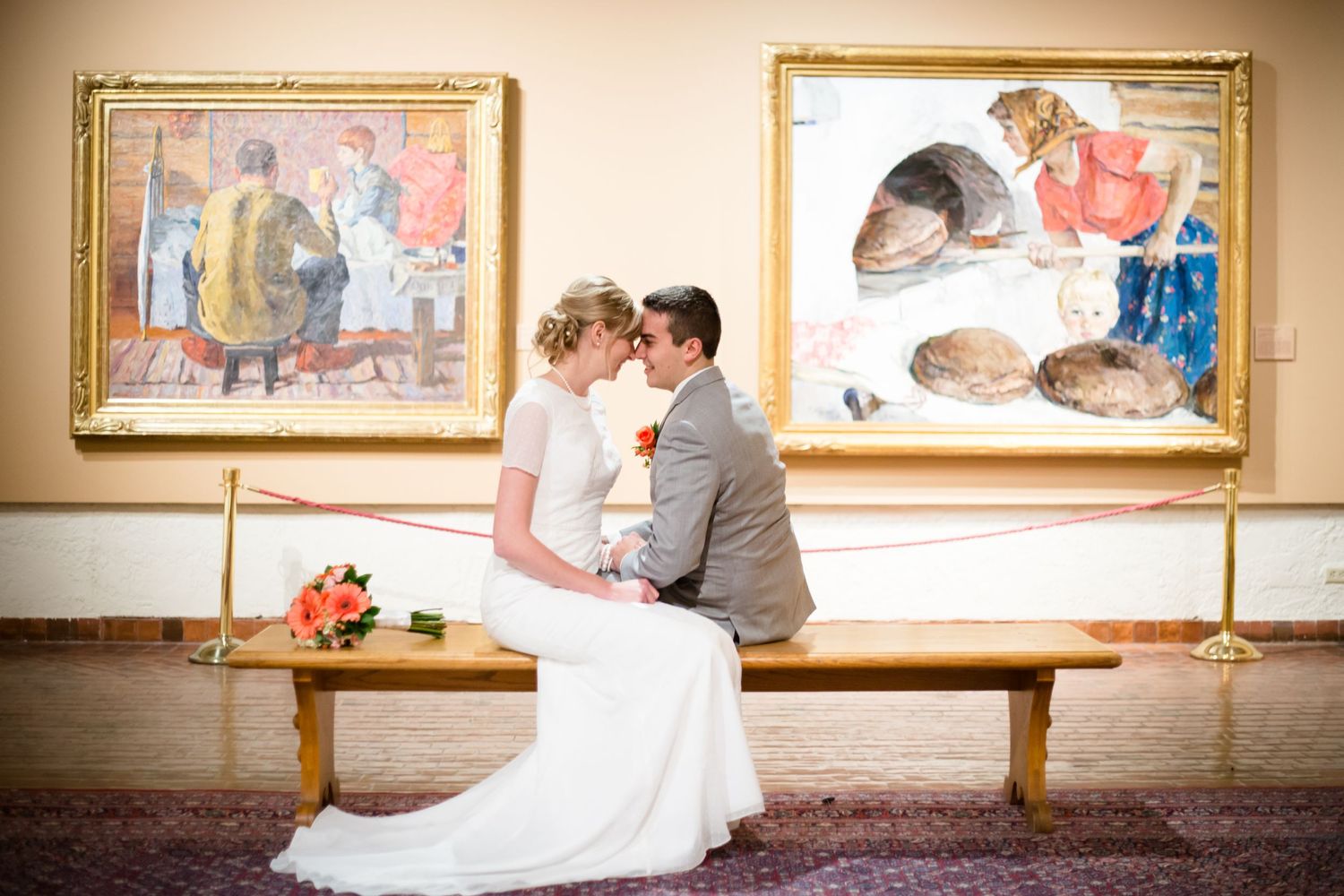 Springville Art Museum Utah wedding bride and groom artwork