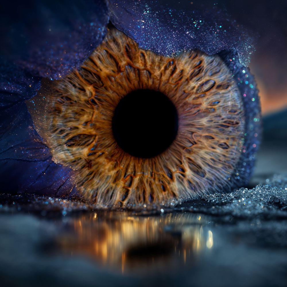 Close-up iris photography artwork captured by Nicola in Woodside, Glenrothes. Detailed macro image of a human eye showing unique natural pat