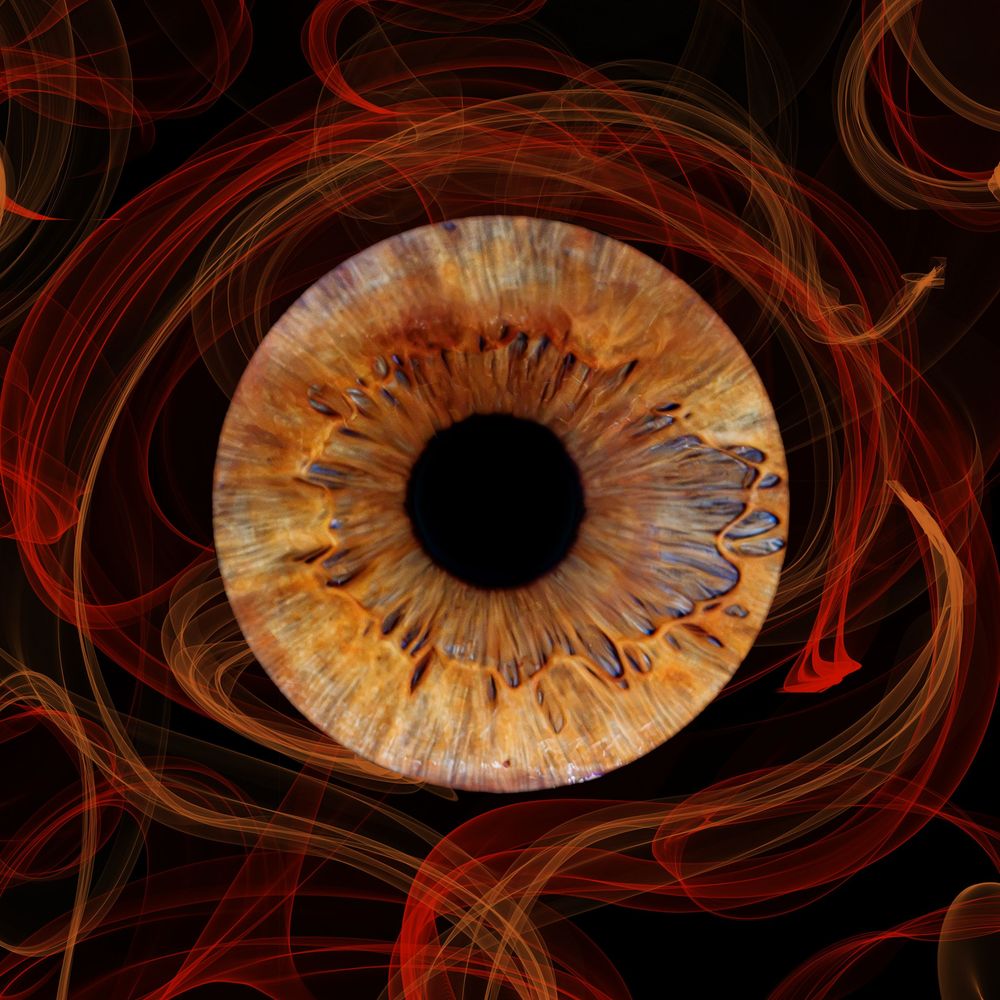 Close-up iris photography artwork captured by Nicola in Woodside, Glenrothes. Detailed macro image of a human eye showing unique natural pat