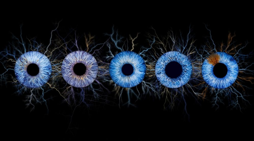Close-up iris photography artwork captured by Nicola in Woodside, Glenrothes. Detailed macro image of a human eye showing unique natural pat