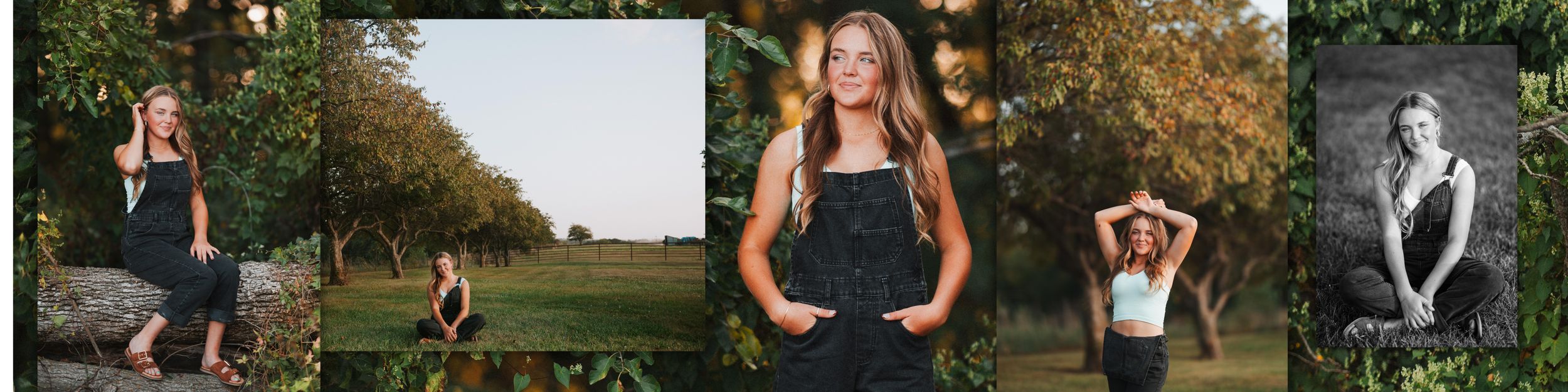 A series of outdoor lifestyle photos showing people walking and posing in natural settings during autumn.