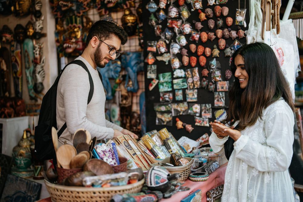 Couple lifestyle photography session at Bali’s iconic Ubud Art Market.