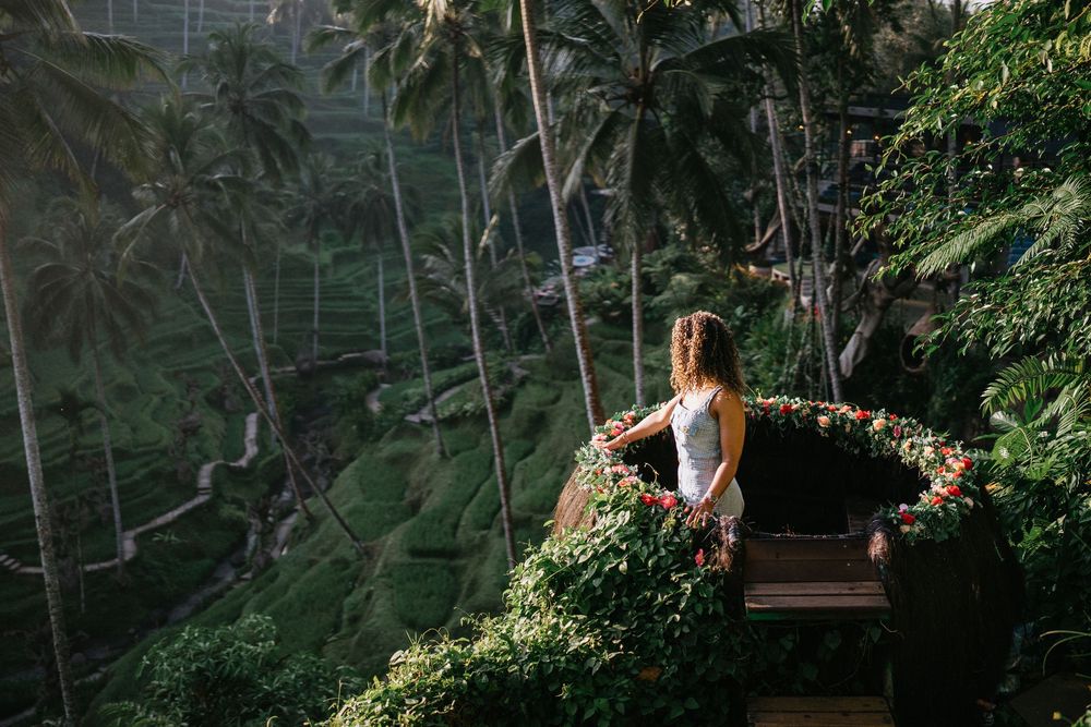 Family lifestyle portrait session at Alas Harum Bali in natural outdoor settings.