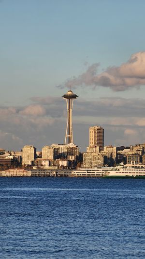 Seattle skyline with the Space Needle viewed from across the water.