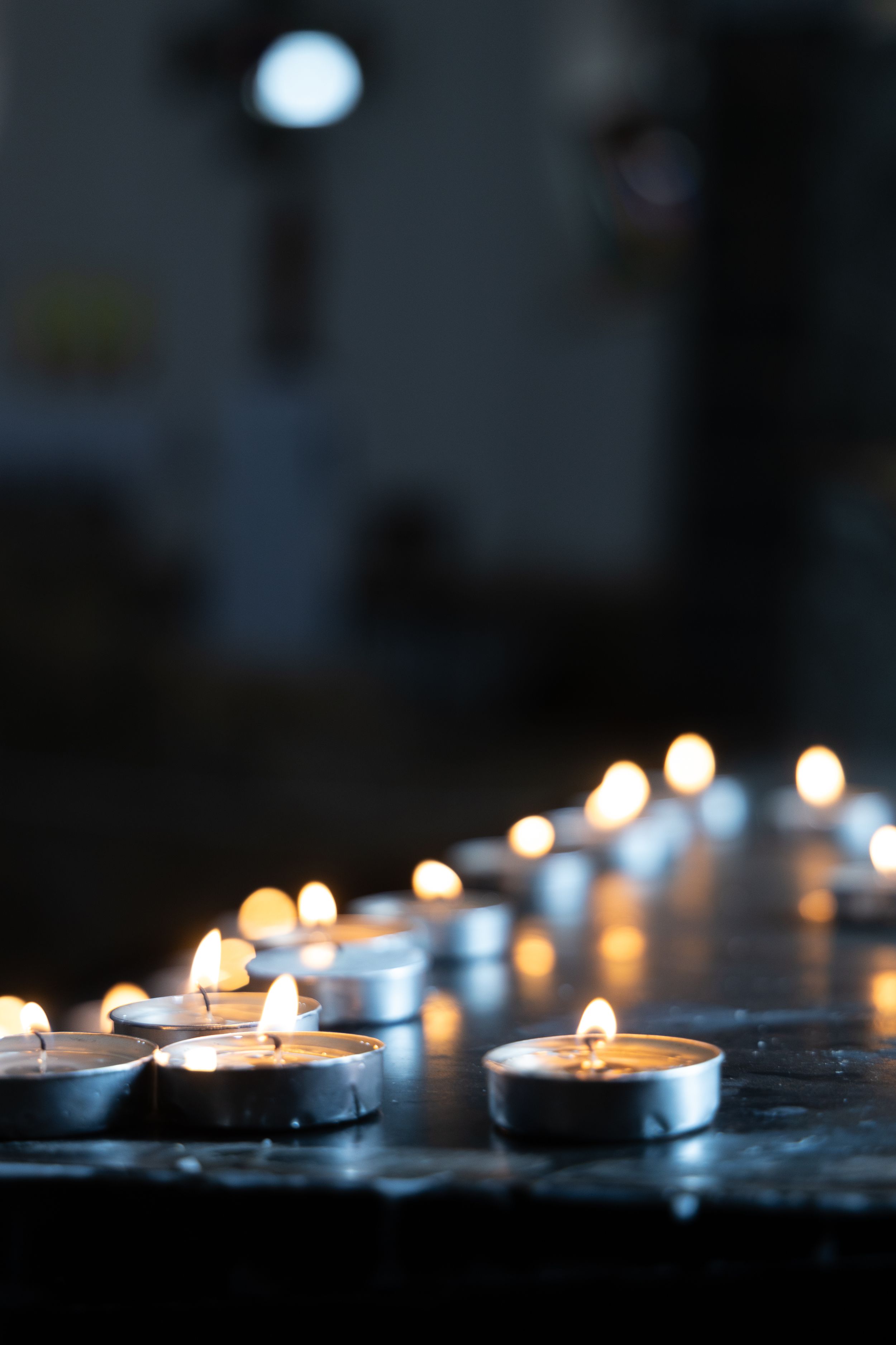 Photo of candles lit in 1000 year old church in Israel.