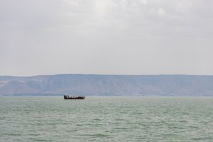 Photo of a boat on the Sea of Galilee