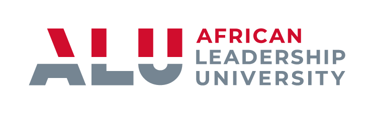 Two red and white logos for African Leadership University and African Leadership Group displayed side by side.