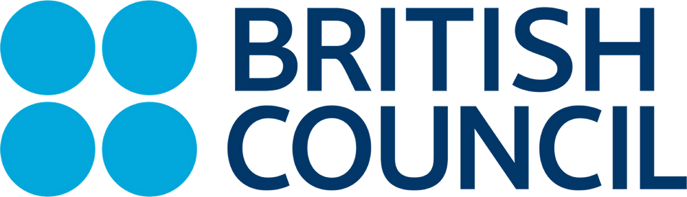 The British Council logo featuring four light blue dots arranged in a square with dark blue text to the right.