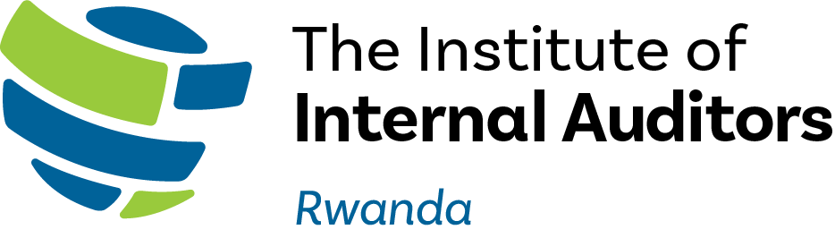 Professional logo for The Institute of Internal Auditors Rwanda chapter featuring blue and green curved shapes.