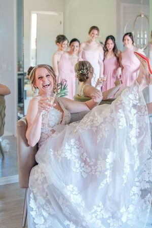 D'Vine Grace Vineyard McKinney TX Dallas Fort Worth wedding venue first look spring wedding wedding dress outdoors ceremony bridal party