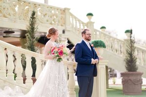 D'Vine Grace Vineyard McKinney TX  Dallas Fort Worth wedding venue first look spring wedding wedding dress outdoors ceremony bridal party