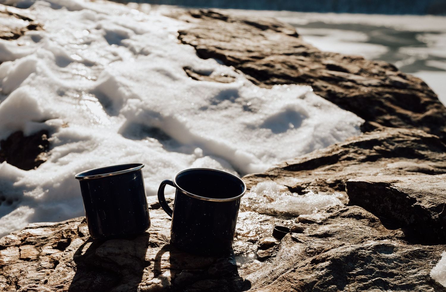 Portrait of Hot cocoa mugs for winter engagement photoshoot in Lancaster county in Pequea PA.