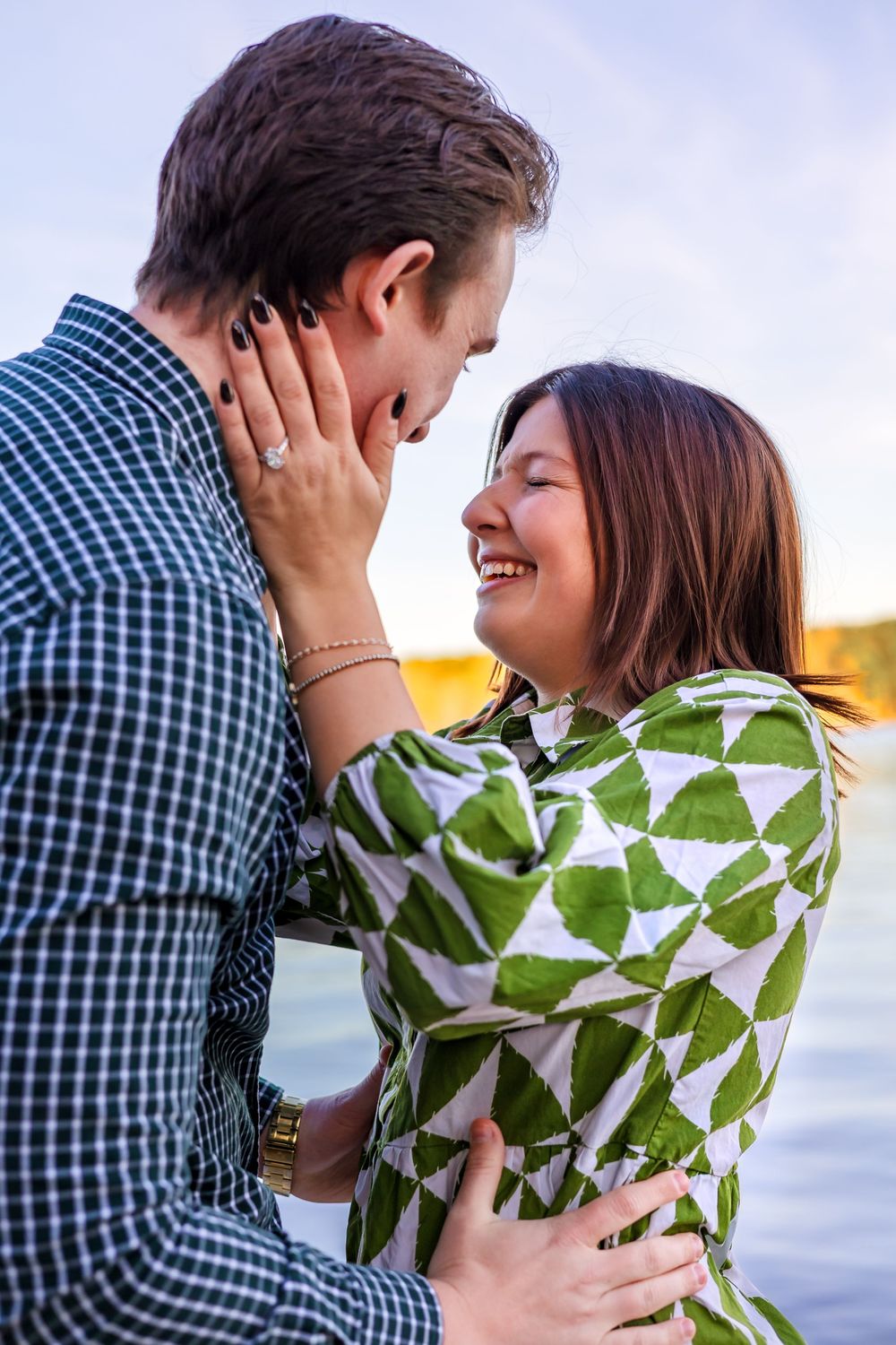 Emotional reaction during surprise proposal at Lake Oconee resort