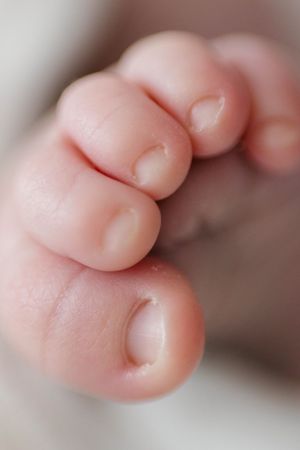 Close-up macro shots of tiny baby toes in soft natural light.