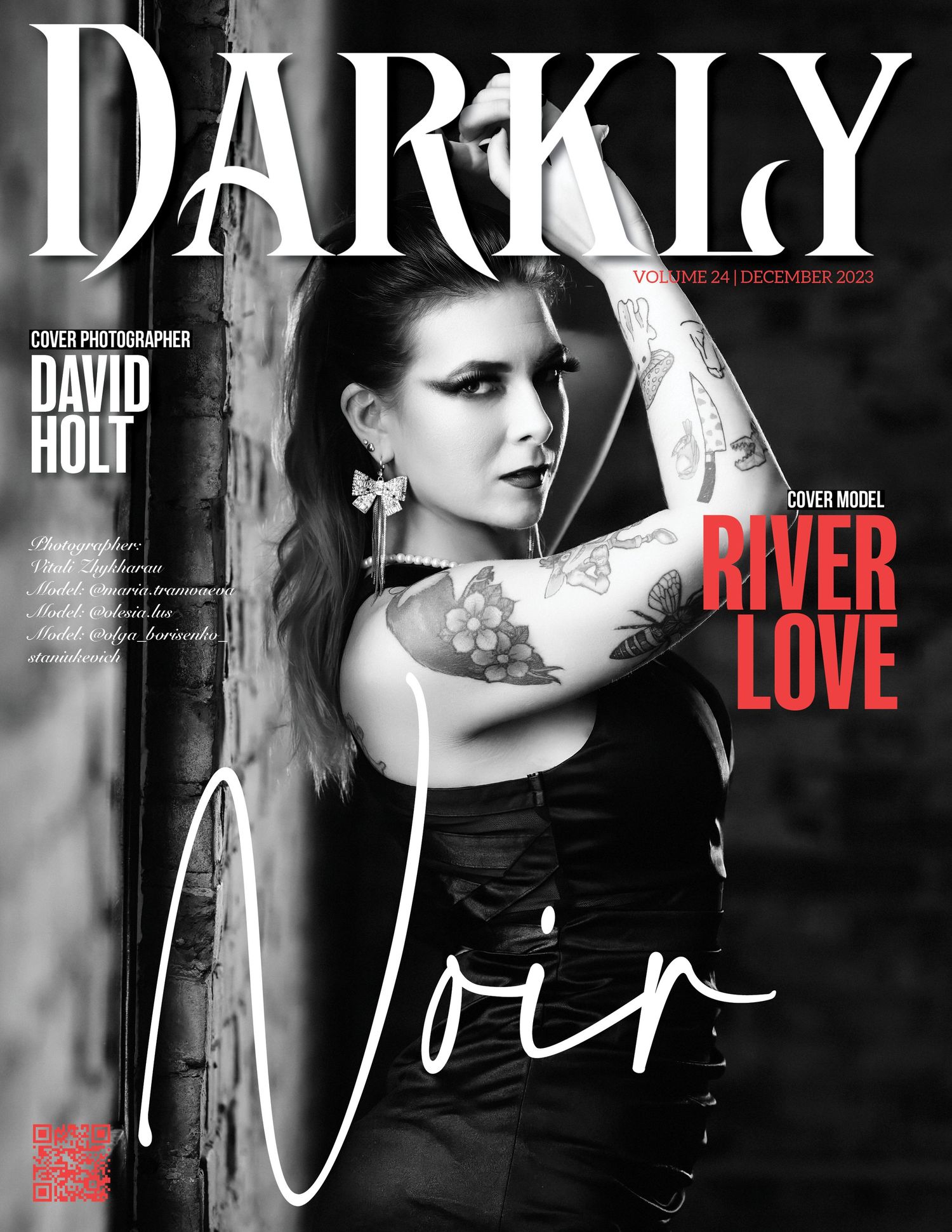 David G Holt Photography - Magazine cover layout featuring dark and moody fashion photography with red text accents.