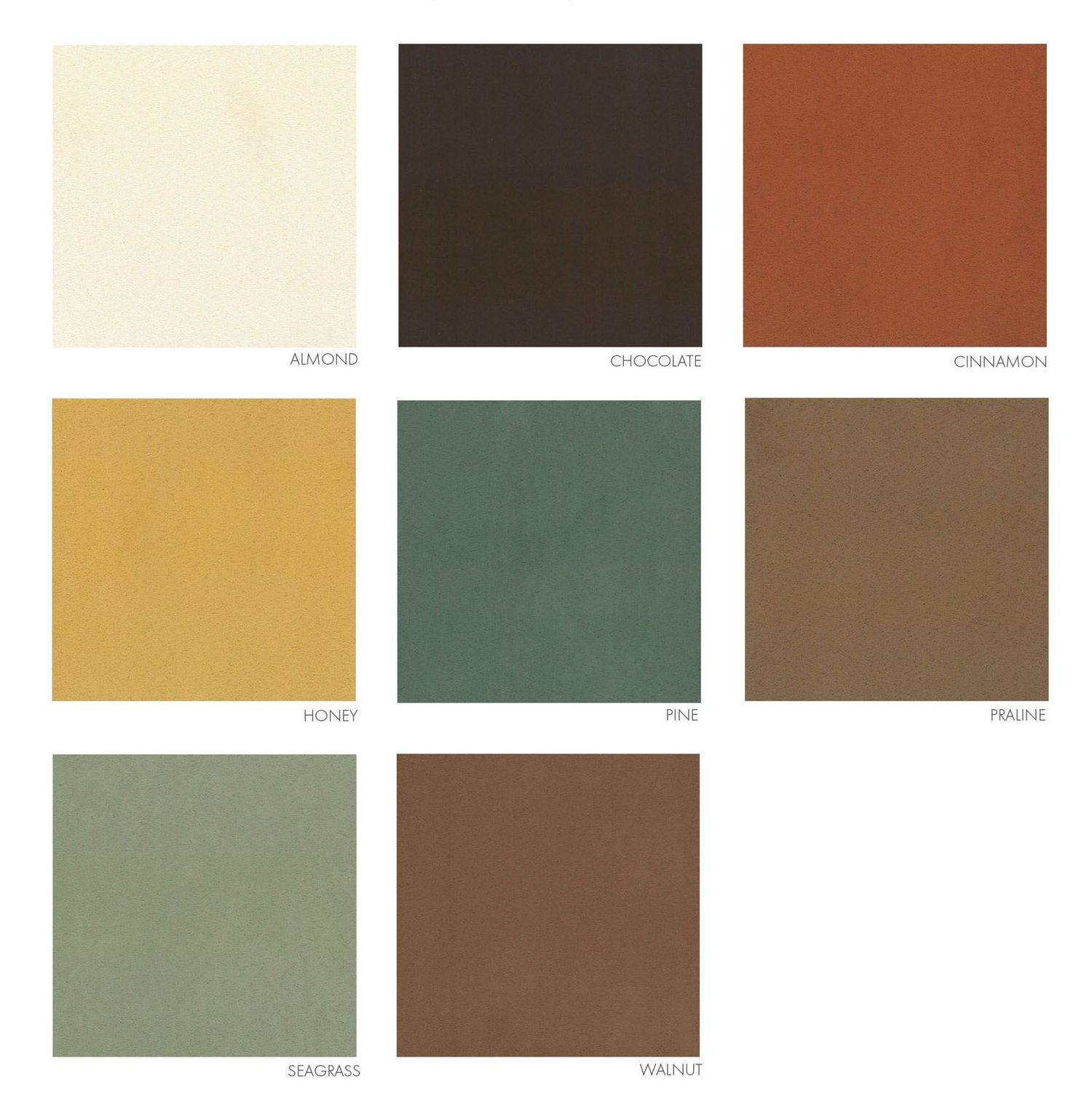 A collection of earth-toned color swatches arranged in a grid pattern showing muted greens, browns, and beige shades.