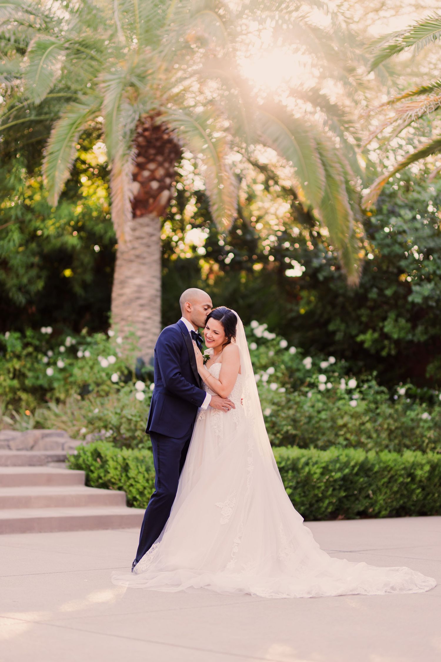 bride and groom portraits at DragonRidge Country Club sunset