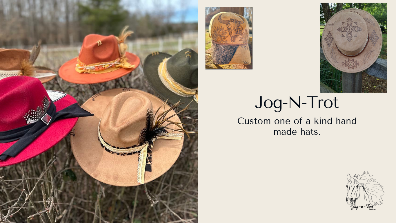 Advertisement and sponsorships for small business. Western Boutique and custom hat designs. Jog-n-Trot Woodleaf, NC
