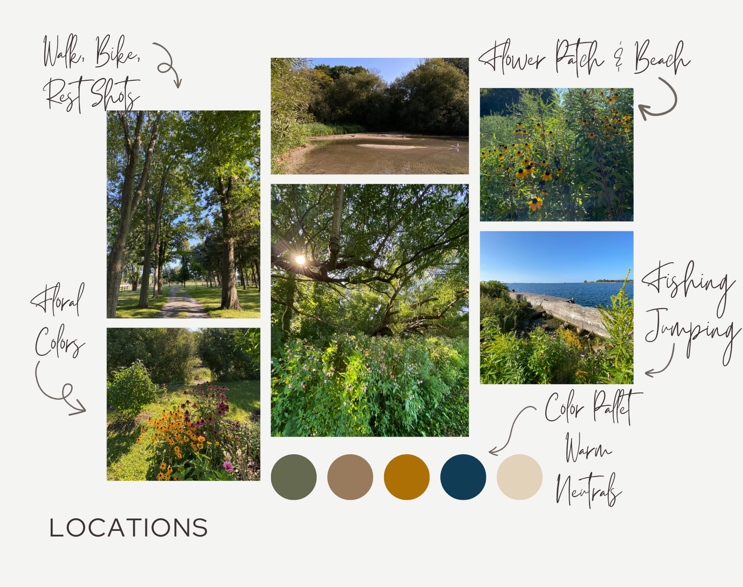 Lumenali inspiration board for Lake Ontario, Kingston, shoot.