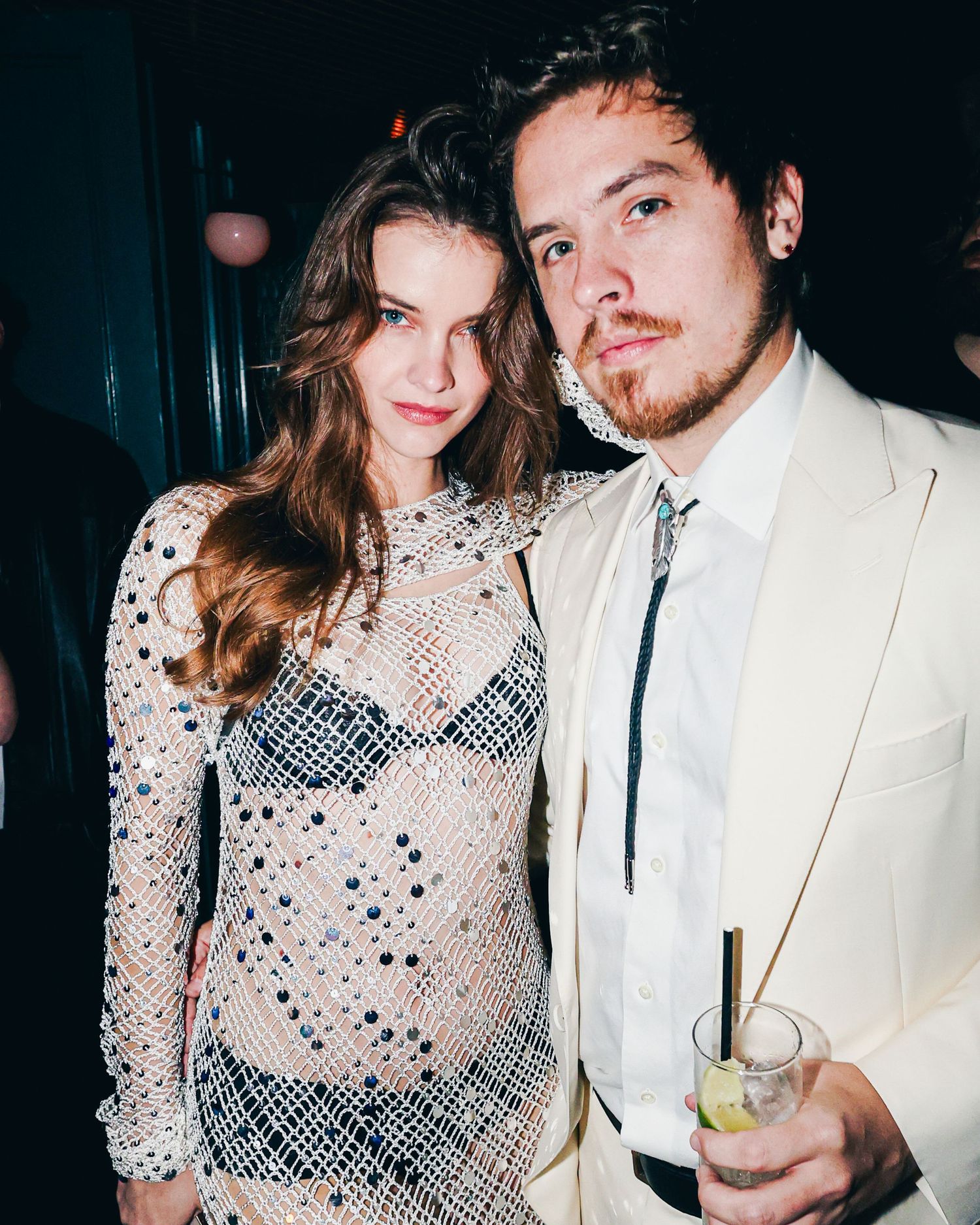 New Year's Eve party for Barbara Palvin in Los Angeles. Barabara Palvin and Dylan Sprouse posing together.