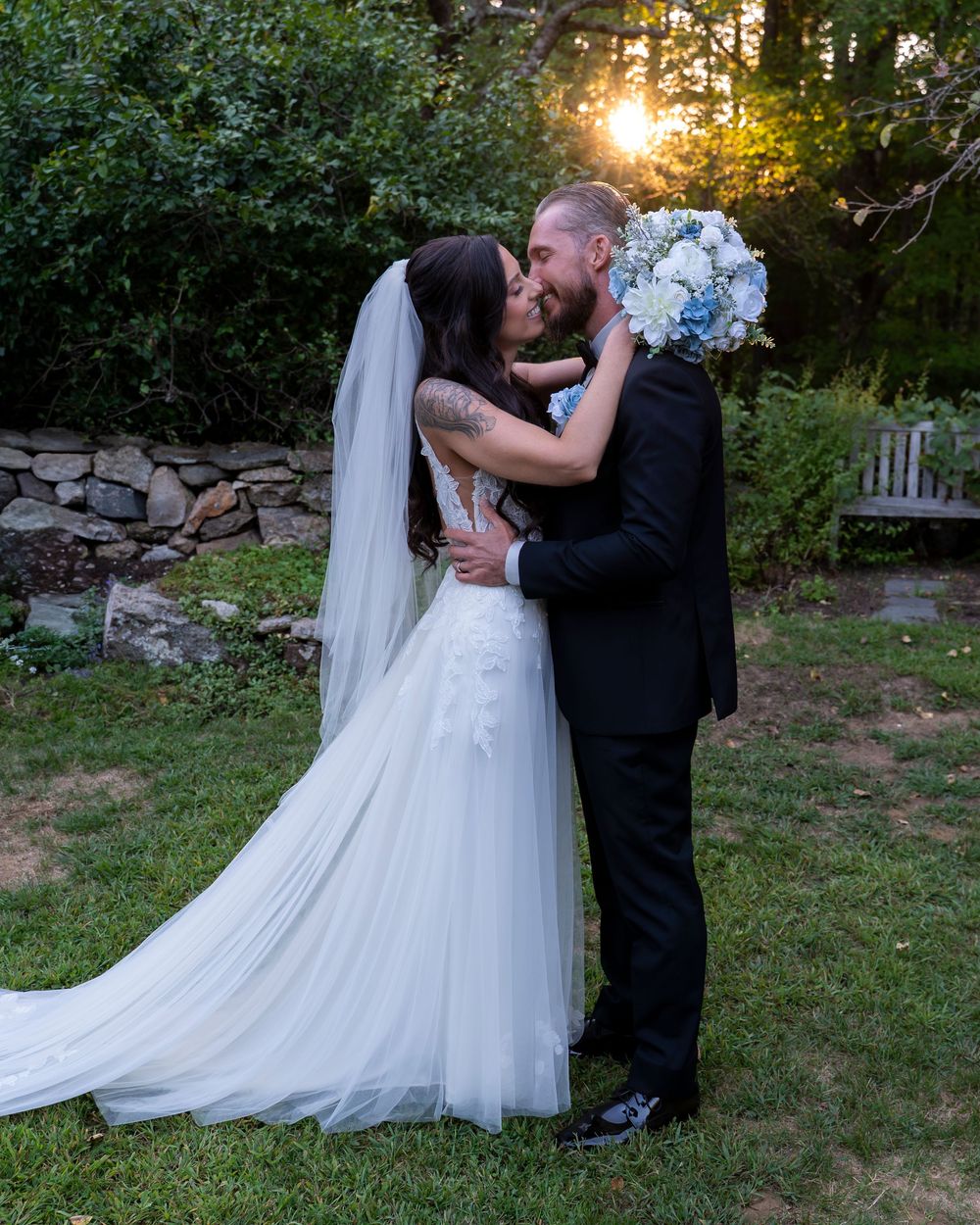 Bride and groom portraits at Josias River Farm by Maine and New Hampshire wedding photographer