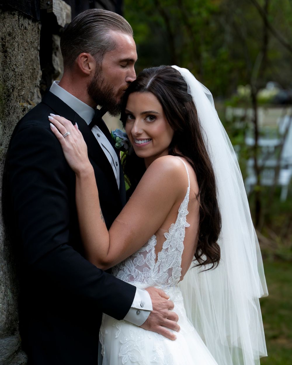 Bride and groom portraits at Josias River Farm by Maine and New Hampshire wedding photographer