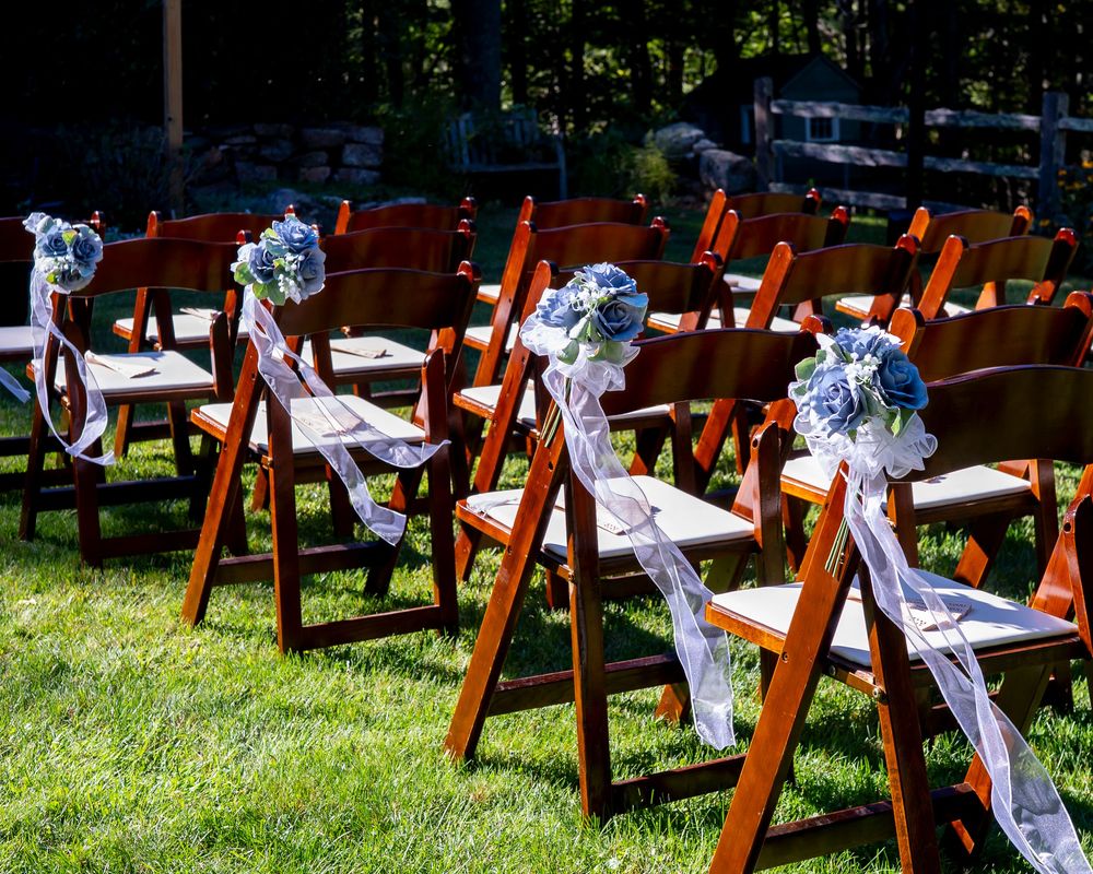 Outdoor garden ceremony at Josias River Farm photographed by Maine and New Hampshire wedding photographer