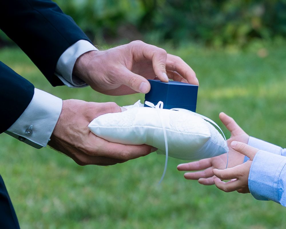 Outdoor garden ceremony at Josias River Farm photographed by Maine and New Hampshire wedding photographer