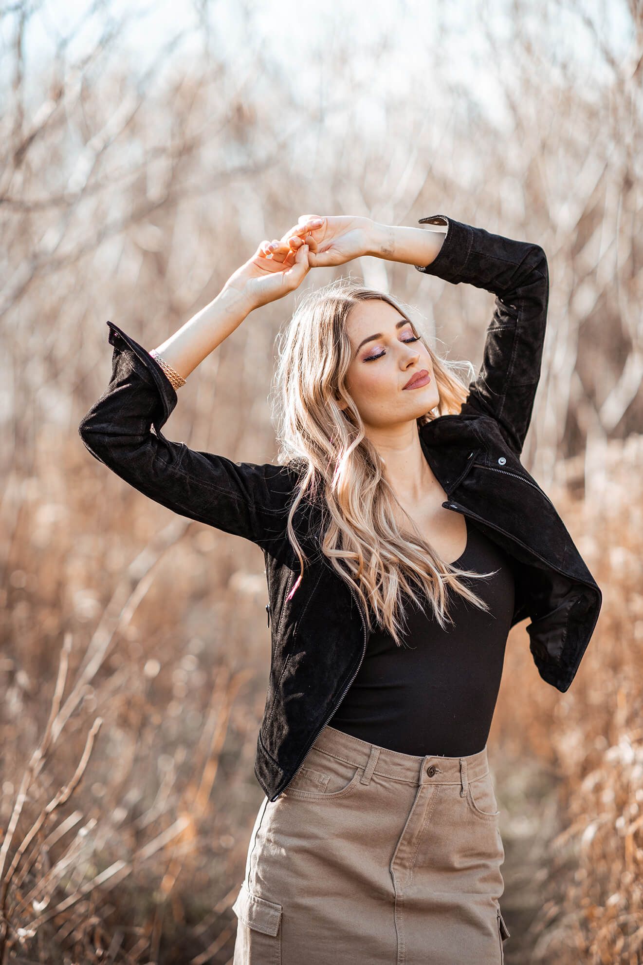 Expressive dance movements captured in a series of photos against an autumn backdrop.