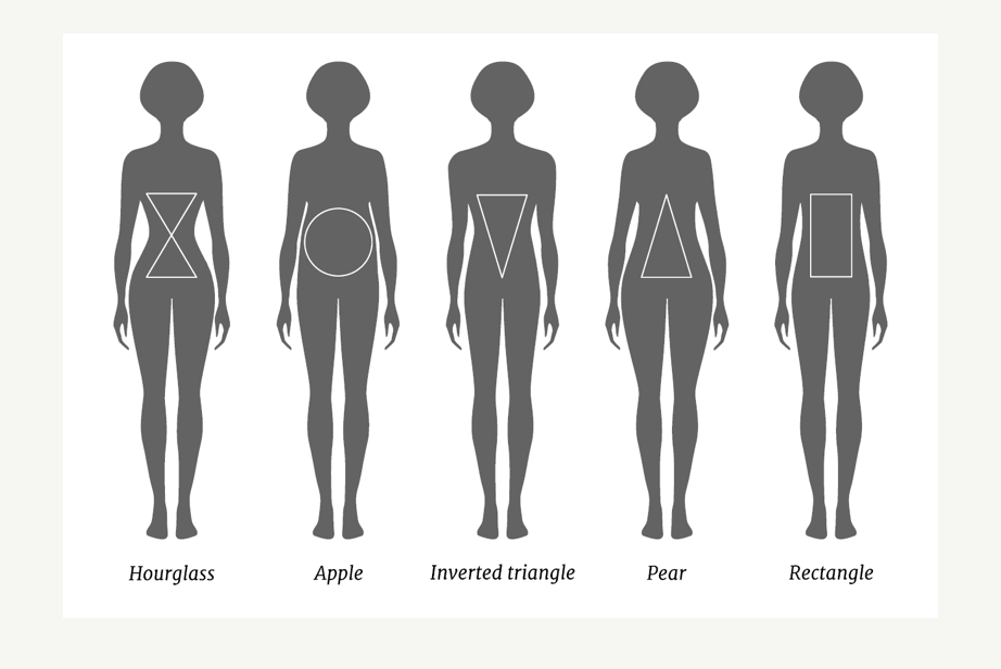 A row of simple black silhouette figures showing human body shapes with different heights and proportions.